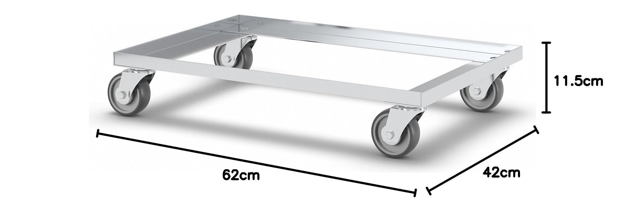 Certeo | Plateau roulant en aluminium | force 200 kg | roues en polypropylène gris
