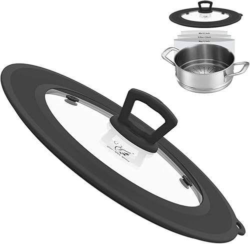 Tapa universal de vidrio templado ventilado para sartén con borde de silicona resistente al calor, cubierta de tapa de salpicaduras de microondas, disponible en Yaxa Colombia