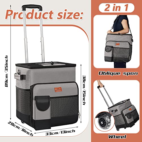 Cooler With Wheels 35 Can Collapsible Rolling Cooler Soft Insulated Roller Cooler Portable Leak Proof Cooler Bag With Wheels And Handle For Camping Hiking Bbq Summer Beach Travel Outdoor Activities #TOP1
