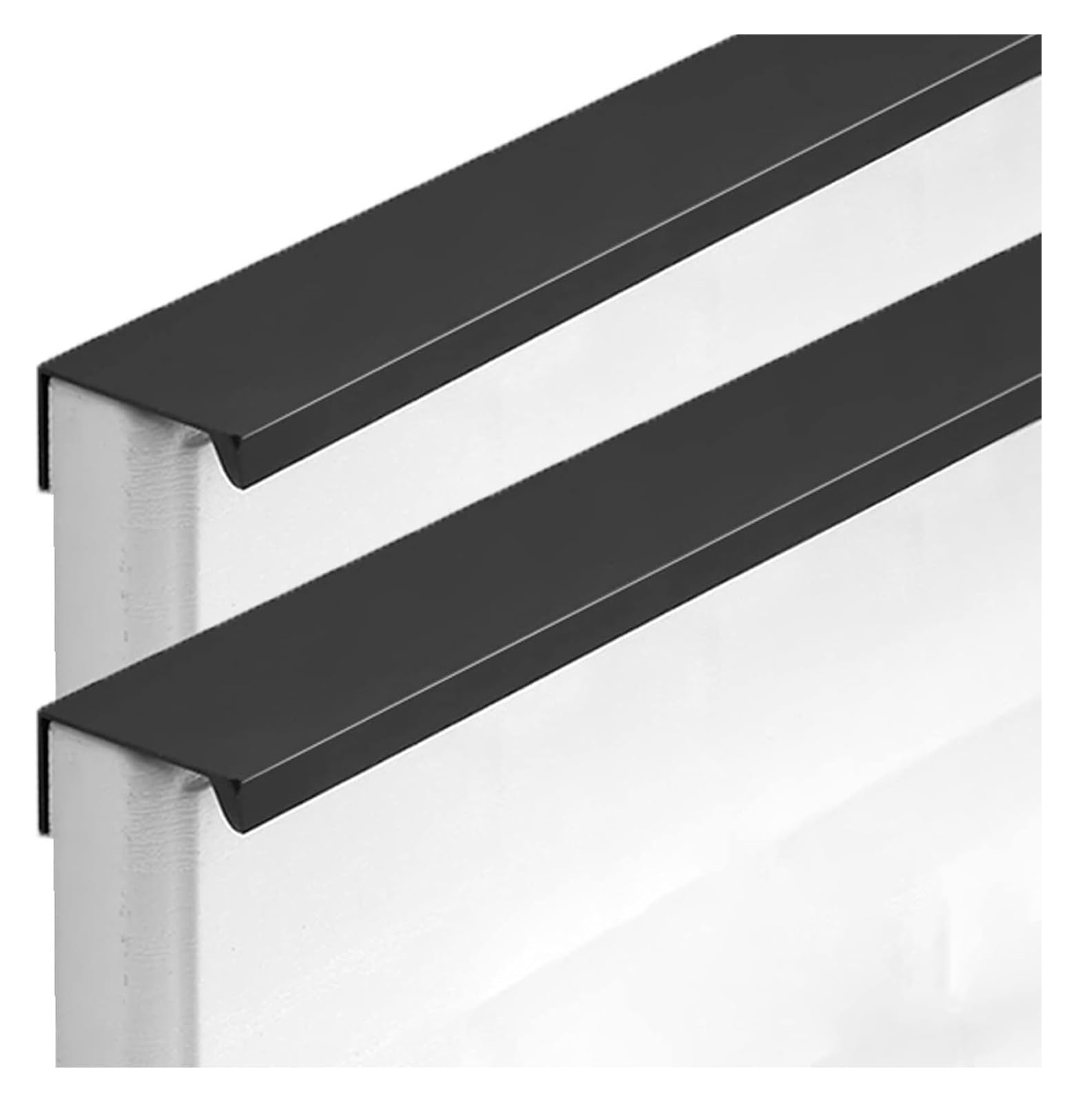 SBZIOJHDR Door Handle, Space Aluminum Cupboard Handles Wardrobe Kitchen Finger Edge Pull DrawerHandles Matte Black 2 Pieces(Hole Distance 224mm)