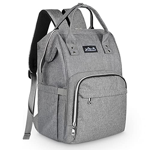 Viedouce Mochilas para Paales,Bolso del Beb Mam,Impermeable con Estilo Oxford Bolso Paal de Gran Capacidad, con Porttil Cambiador y 2 Piezas Ganchos Carrito Beb (gris)