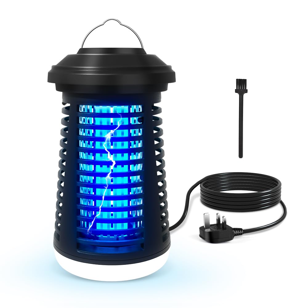Fly Zapper Electric 4200V Power Grid&15W Light 2-in-1 Illuminable Bug Zapper Waterproof Fly Killers for Home, Garden, Balcony Use, Pest control, Suitable for Mosquitoes, Moths, Wasps(UK Plug)