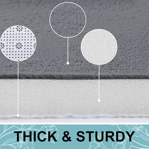 Image of Smiry Memory Foam Bath Mat, Super Soft Absorbent Bathroom Rugs Non Slip Bath Rug Runner for Shower Bathroom Floors, 17 inch x 24 inch, Dark Grey
