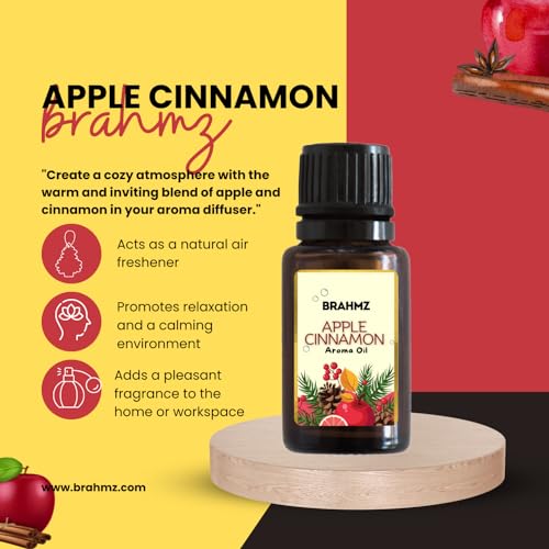 Image of Brahmz Aroma Oils Gift Set, 6 Bottles, 10g Each, Vanilla, Orange, Lemongrass, Lavender, Rose, Apple Cinnamon, Essential Oils for Aromatherapy