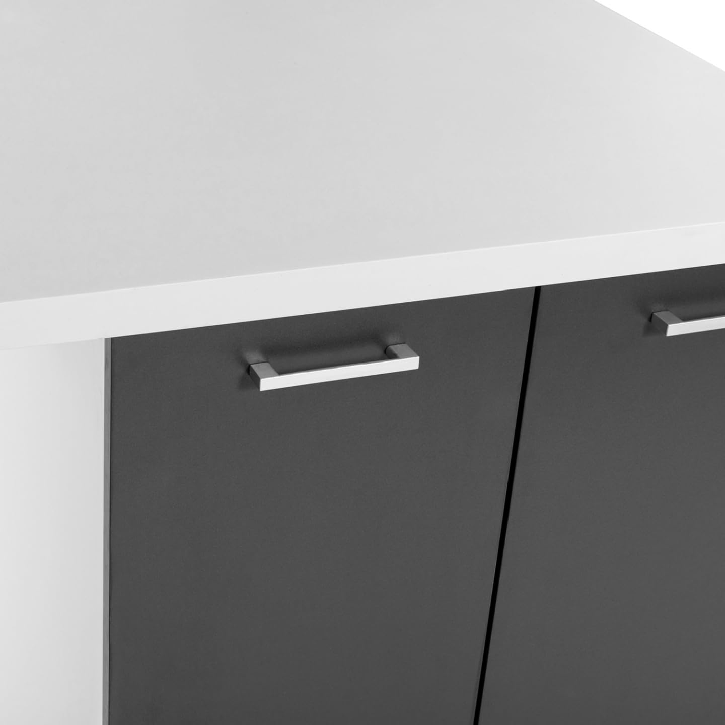 IDMarket - Ilot Central IVO 120 cm Blanc et Gris avec Plan de Travail