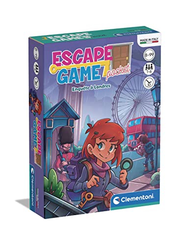 Clementoni | Escape Game Pocket – Enquête à Londres pour Enfants 8 Ans+ | Jeu de Societé | Logique Observation | Format Compact avec Cartes, Objets et...