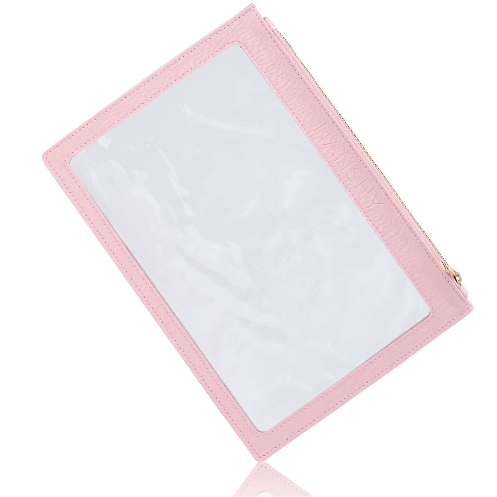 Nanshy Clear Make up Bag, Black Makeup Organiser, Slim Flat Makeup Bag wit Zipper, Clear Pencil Case