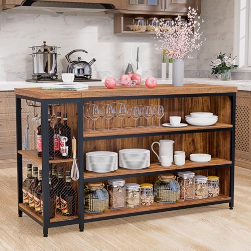 FUXJUM 55” Kitchen Island with Seating and Storage 5-Tier Open