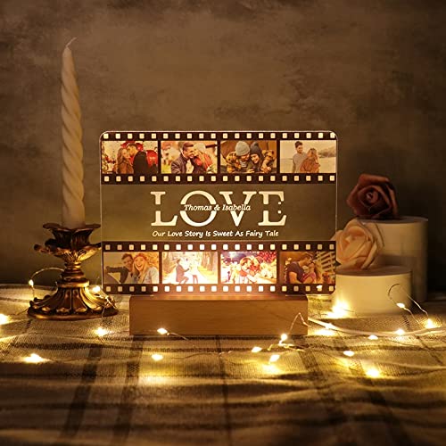 Benutzerdefinierte 3D-Lampe mit Bild, personalisierte Bilderlampe I Love You Nachtlicht Romantischer Text mit Happy Wedding Anniversary Geburtstag Geschenke für Ehemann von der Frau