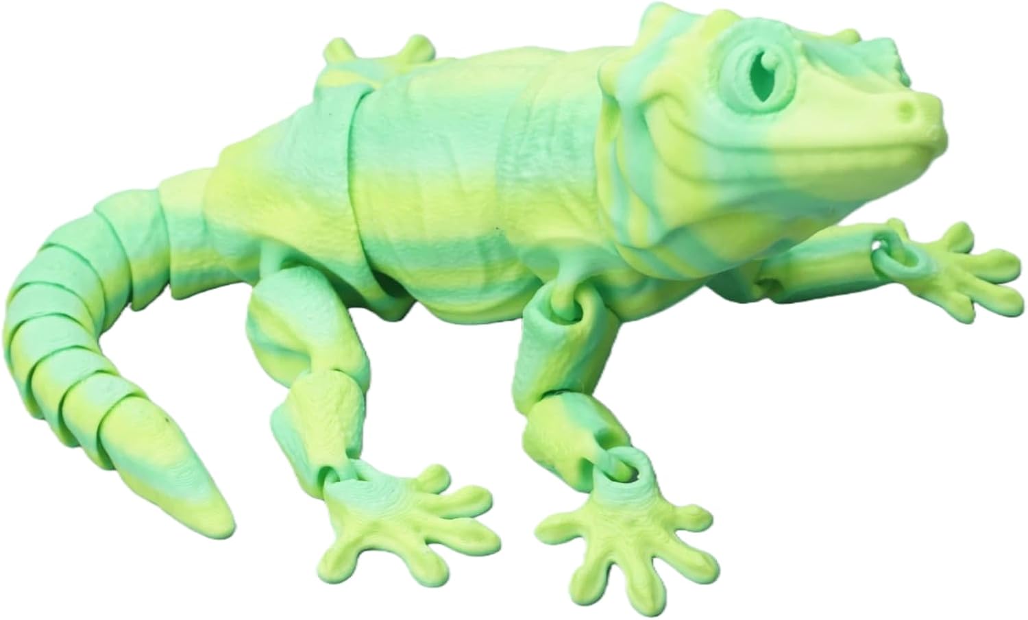 3D Printed Articulated Gecko/Lizard Figurine, Poseable Joints, Home/Office Decor, Animal Collectible, Multi-Color Options with Bi-Color Gradients (Gradient Green-Yellow)
