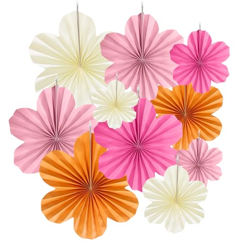 Paper Flowers Decorations for Wall Hanging - 12 PCS Paper Fans Party Decoration,Flower Party Decorations Easy to Instal,Wedding Decoration Hanging