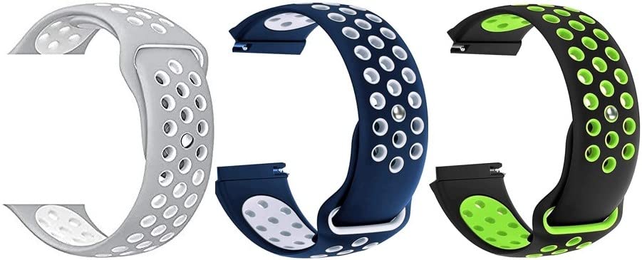 TechMount 22MM Dotted Sports Silicone Strap for Compatible with Galaxy Watch 46mm/Gear S3 Frontier/Classic (Pack of 3) (22MM SMARTWATCH DOTTED STRAP, NAVY BLUE-WHITE/GREY-WHITE/BLACK VOLT) (B09X795L7P) Amazon Price History, Amazon Price Tracker