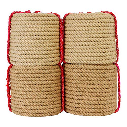 10M Twisted Rope Jute Rope Natural Hemp Rope Twine Burlap Rope for DIY Crafts Gardening Bundling Camping Decorating (60MM x 10Meters)