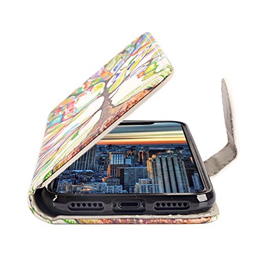 Iphone X Case, Urspeedteklive Iphone X Wallet Case, Premium Pu Leather Wristlet Flip Case Cover With Card Slots & Stand For Apple Iphone X, Love Tree #TOP4