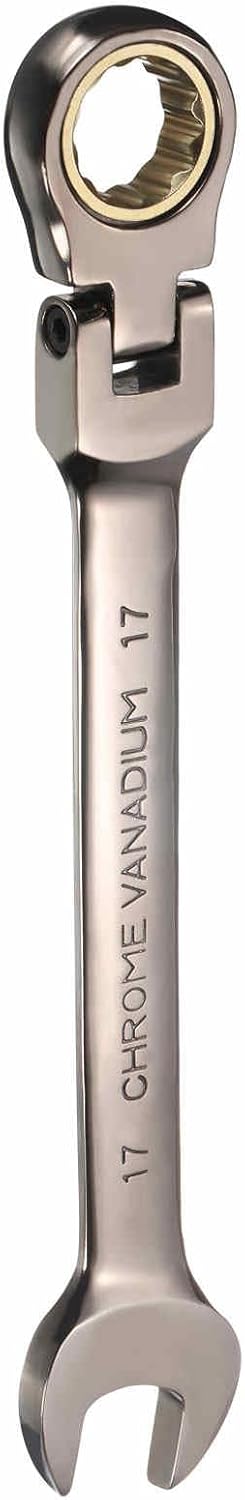 HARFINGTON Flex-Head Ratcheting Combination Wrench 18mm Metric 72-Teeth CR-V Steel Nickel Plated Open End Ratchet Spanner Gear for Fasteners Nut Bolt
