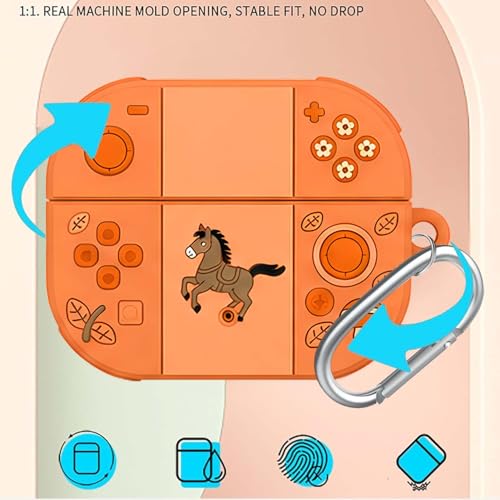 Image of Anvique Silicone Case Cover for Oneplus Nord Buds 4 Pro, Scratch Resistance, Shock Absorption, with Premium Carabiner (Horse Orange)