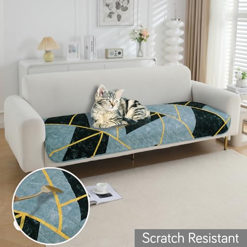 Image of HOKIPO 'Elira Series' Water Repellent + Waterproof Quilted Sofa Mats | Make Your Own Sofa Cover Set | Length 110cm - Multicolor Abstract Geometry (AR-5244-C10)