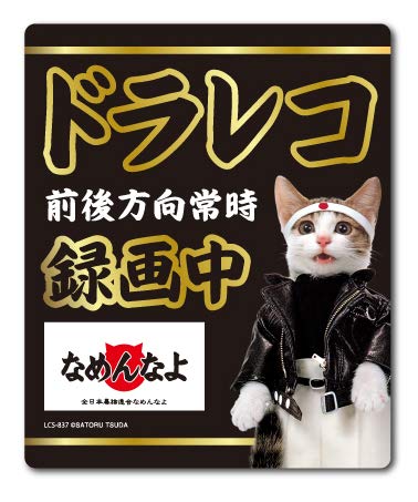 Amazon.co.jp: なめ猫 ドライブレコーダー ステッカー 黒 録画中