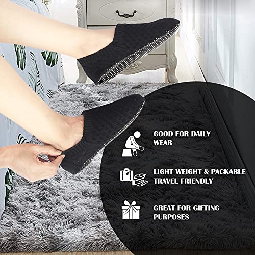 Image of Footmate Anti Skid /Slip Slipper Socks (2 Pair Pack) - Lightweight Rubber Grip Slippers Sock For Women & Men | Ultrasoft Comfort Slipper Shoes For Office, Home, Outdoor & Indoor