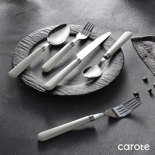 CAROTE-30Pcs-Silverware-Set-Stainless-Steel-Flatware-Set-with-White-Handle-Dining-Tableware-Cutlery-Set-for-6-Utensil-Sets-for-Home-Restaurant-Mirror-Polished-Spoon-and-Fork-Set-Dishwasher-Safe CAROTE 30Pcs Silverware Set Stainless Steel Flatware Set with White Handle Dining Tableware Cutlery Set for 6 Utensil Sets for Home Restaurant Mirror Polished Spoon and Fork Set Dishwasher Safe