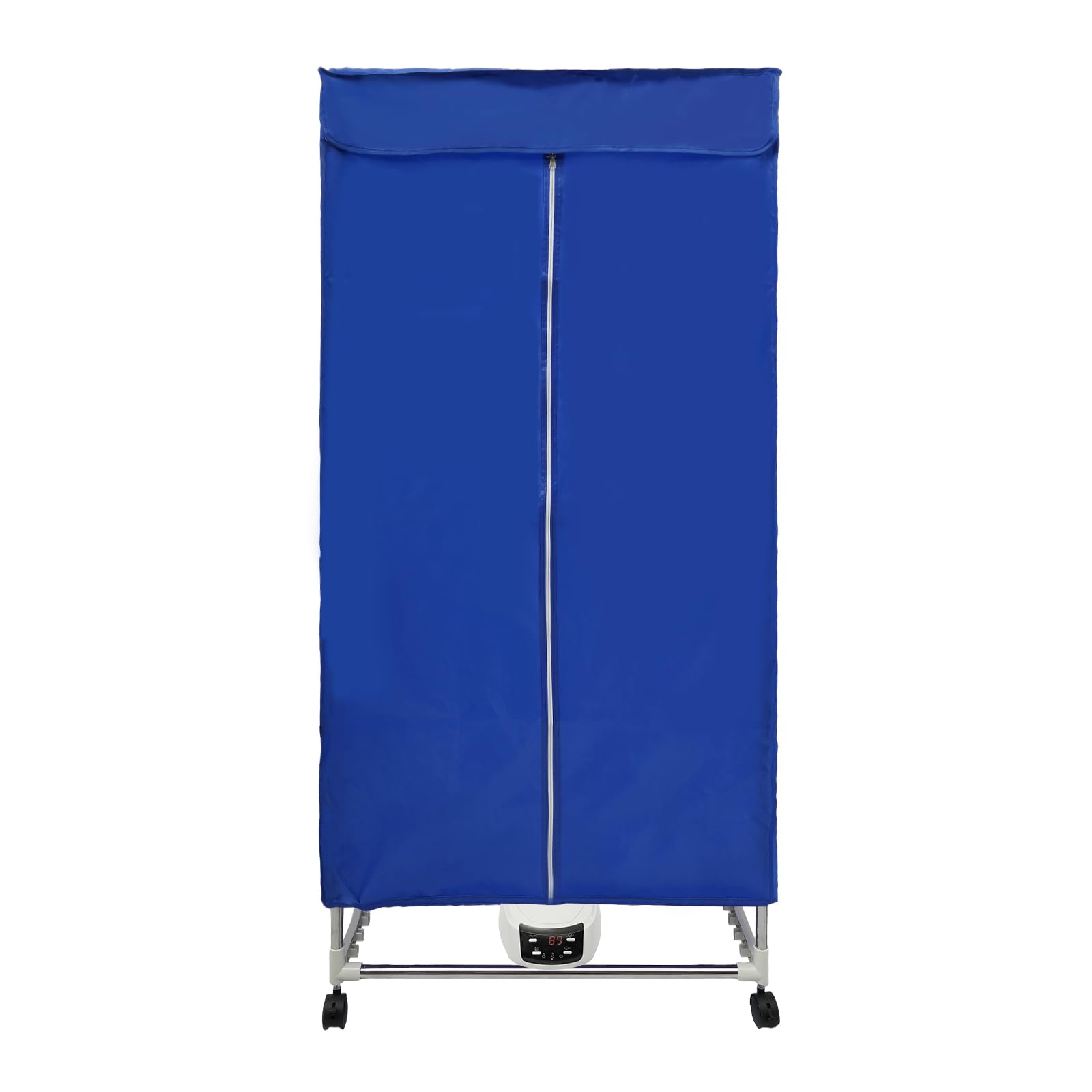 Secadora de ropa, secadora eléctrica con temporizador, 1500 W, secadora multifuncional con mando a distancia y cubierta exterior, plegable, secador de bomba de calor (azul)