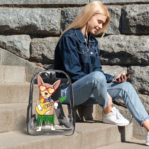 Chihuahua Ukulele Summer Clear Backpack - Lightweight Transparent Backpack For Security, Sports & Travel4