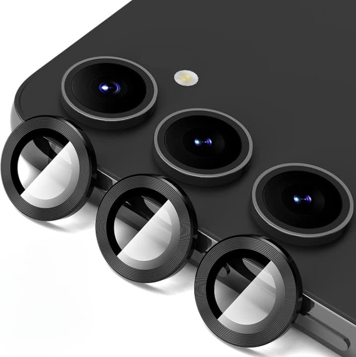 Image of Upgraded Camera Lens Frame Glass for Samsung Galaxy S24 FE 5G Camera Lens Protector and Aluminum Alloy Rings - Black,