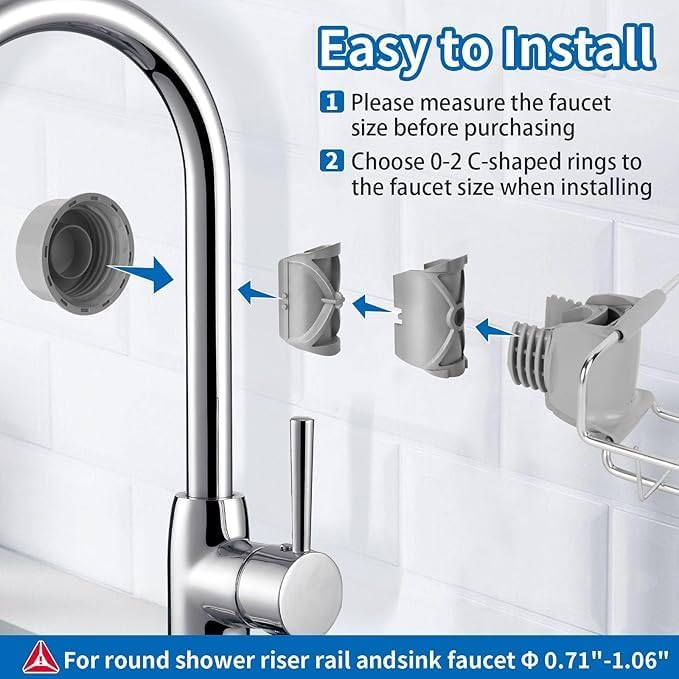 Storn Faucet Rack | 2-in-1 Sink Organizer for Kitchen & Bathroom | Adjustable Faucet Storage Rack for Sponge, Soap & Cleaning Accessories 2
