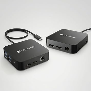Universal USB-C Mini Dock by Dynabook - Dual DisplayPort, Ethernet, USB-C Hub, 5 USB Ports, Compact Laptop Docking Station for USB-C Computers, Laptops, Tablets & More