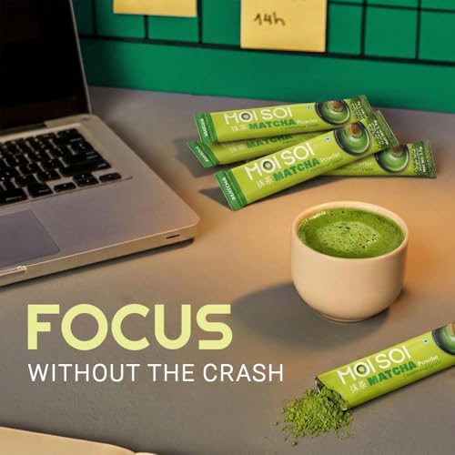 Image of Moi Soi Matcha Green Tea Powder | 100% Pure Ceremonial Grade | Rich Umami Flavour | 1.5g x 5 Sticks | Pack Of 1