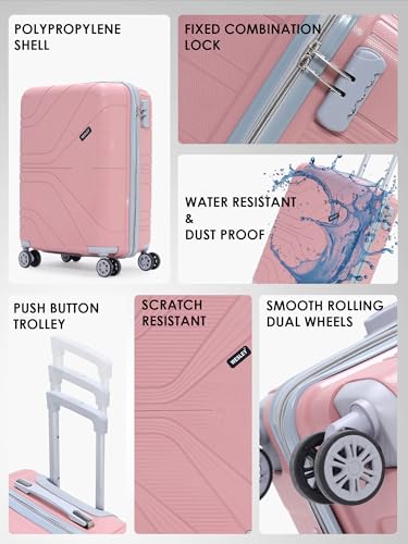 Image of Wesley Golfer Style Cabin 57 cm Small 8 Wheel Hard Case Trolley Bag Suitcase,(57cm, Pink)