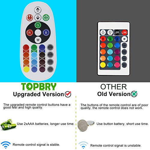 Aquarium Bubble LED Lights RGBW, TOPBRY Remote Controlled Air Stone Disk, with 16 Color Changing, 4 Lighting Effects for Fish Tank Decorations