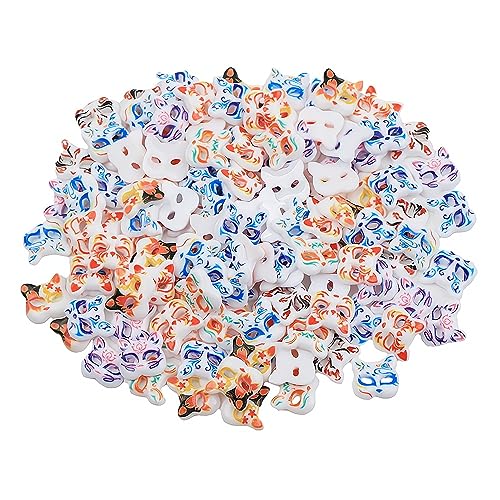 Comimark 100 PCS Mini Lovely Cartoon Cat Mask Flat Back Resin Cabochons Scrapbooking DIY Jewelry Craft Decoration Accessories DIY Phone Case Accessories Nail Decoration