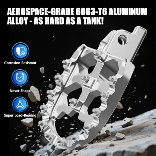 IUVWISN Motorcycle Foot Pegs Footpegs Wider Rest Pedal CNC for 72V Rawrr Mantis X Mini R/R17 48V Mantis Mini Pup Electric Dirt Bike Silver by IUVWISN - Used condition - Image 3
