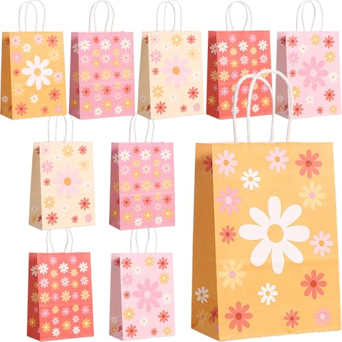 Bikasun 10 bolsas de regalo de margaritas con asas, bolsas de papel para fiestas de margaritas, bolsas de regalo de cumpleaños infantiles, bolsas de caramelos, regalos de cumpleaños