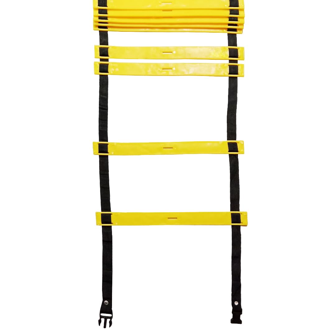 Speed Agility Ladder | Black Nylon Straps Agility Ladder Speed Ladder Fitness Equipment | Color: Yellow (4 Meter with 9 Rungs)-image-47