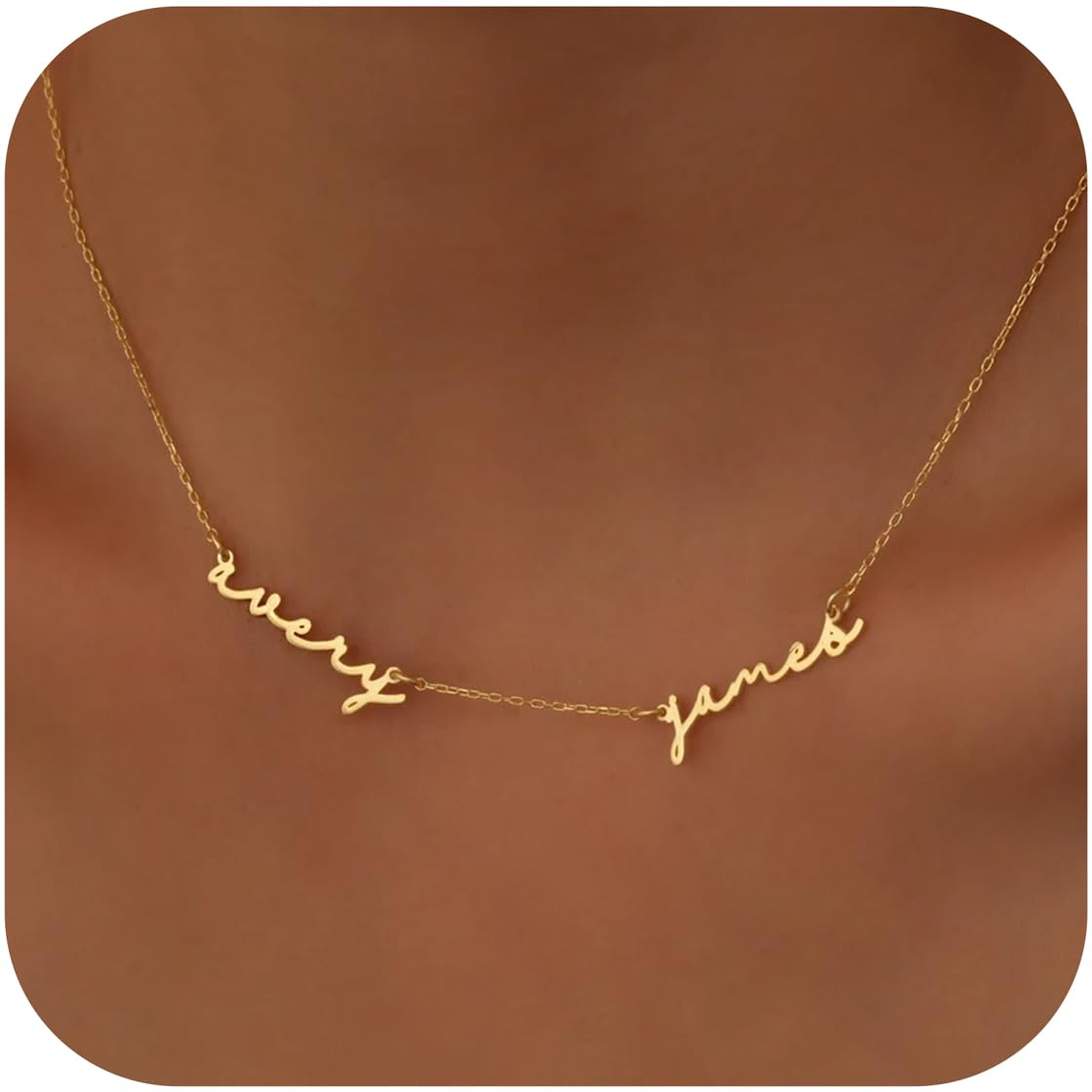 Yofair Name Necklace Personalized Custom Any Name Necklaces Jewelry 18K Gold Plated Nameplate Pendant Personalized Gift for Women