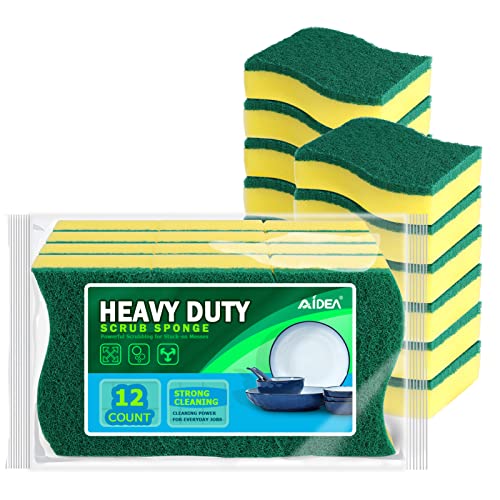 Aidea Heavy Duty Scrub Sponge-24Count, Cleaning Scrub Sponge, Stink Free Sponge, Effortless Cleaning Eco Scrub Pads For Dishes,Pots,Pans All At Once #TOP19