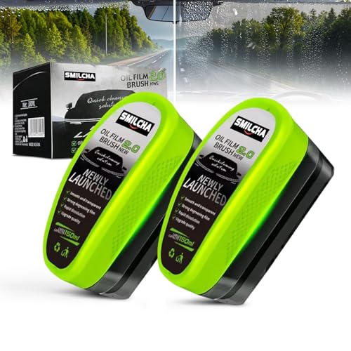 SMILCHA New 2PCS Auto Glass Degreaser & Oil Film Cleaning Brush Set – Windshield Polish & Window Cleaner for Ultimate Clarity (2024 Upgraded 2.0)