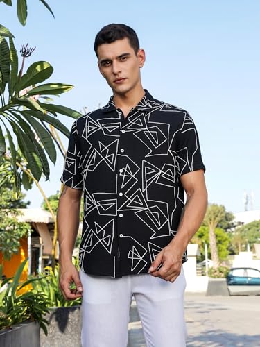 Image of Thomas Scott Mens | Half Sleeve | Embroidered Printed | Regular Fit | 100% Cotton | Casual Shirts