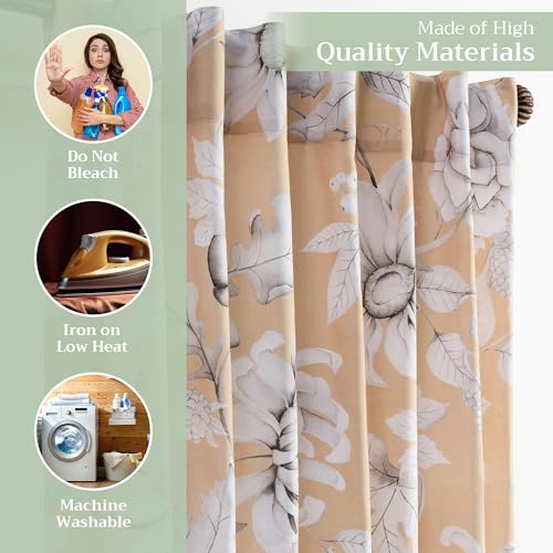 Image of Maison d' Hermine Curtains for Living Room 100% Cotton 50 inchx84 inch (Pack of 2) | 84 inches long Light Filtering Curtains for Windows Bedroom with Rod and Loop Pockets - Pretty Autumn