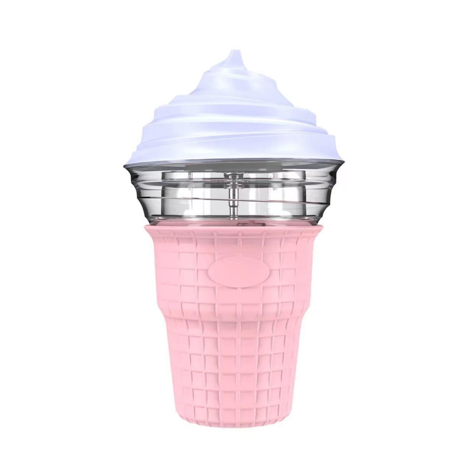 Electric Ice Cream Maker Compact Ice Cream Machine Countertop Chilled Dessert Maker Homemade for Families, Beginners, Kitchen, Home, Pink-image-11
