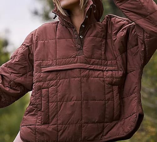 Women's Oversized Hooded Puffer Jacket Quilted Lightweight Fall Winter Warm Pullover Dolman Hoodies Padded Coat Tops2