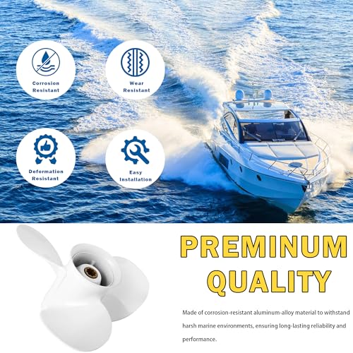 Image of 9 1 /4x11-J OEM Aluminum Alloy Boat Propeller for Yamaha 9.9HP 15HP Outboard Motor 63V-45943-10-00 63V-45943-00-EL 9.25x11 8 Spline Tooth