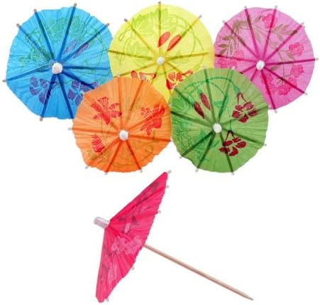 24pc Umbrella Cocktail Stick Spears Stirrers - 6 Tropical Colors
