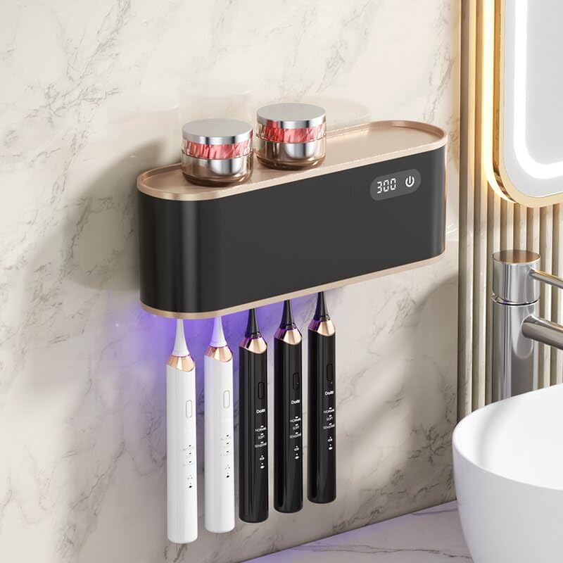 Sterylizator uchwyt na szczoteczki do zębów UV, sterylizator do elektrycznej szczoteczki do zębów, ładowanie USB, organizer na szczoteczkę do zębów, na 5 szczoteczek do zębów, 70 dni na jednym