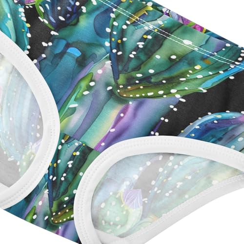 Cotton Toddler Underwear Floral Watercolor Green Cacti Floral Black Panties for Girl Stylish Kids Briefs Undies 2t4