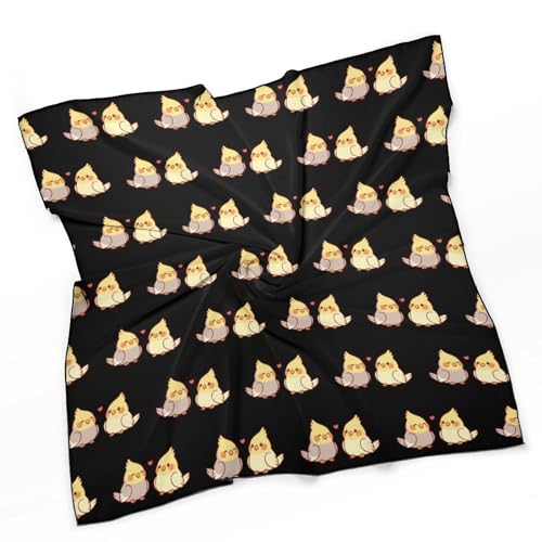 Cute Cartoon Cockatiel 27"" Square Scarves Silk Like Headscarf Women's Fashion Scarf for Hair Wrapping and Sleeping, 0ne size, vcjkxdc41333