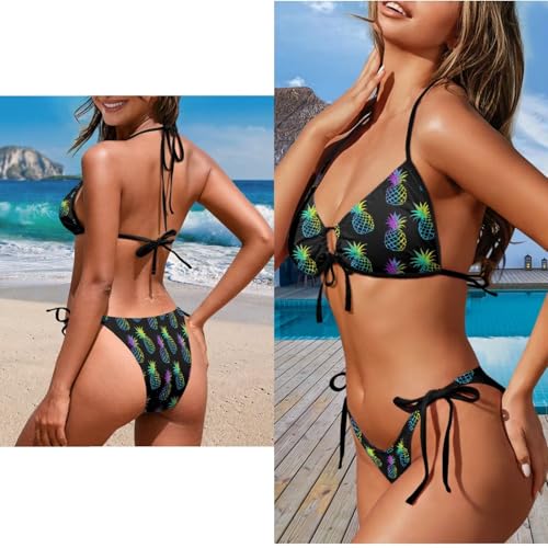 Bikini Sets for Women 3 Piece Swimsuits with Cover Up Cozy Bathing Suits Swim Cover Up Halter Tie Thong Bikini Sets3