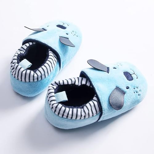 Cosankim Infant Baby Boys Girls Slipper Soft Sole Non Skid Sneaker Moccasins Toddler First Walker Cirb House Shoes, 12-18 Months Toddler, 01 Blue Dog #TOP4